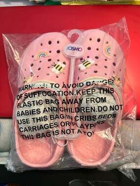 Josmo Girls Pink Clogs with Rainbow and Bee Charms